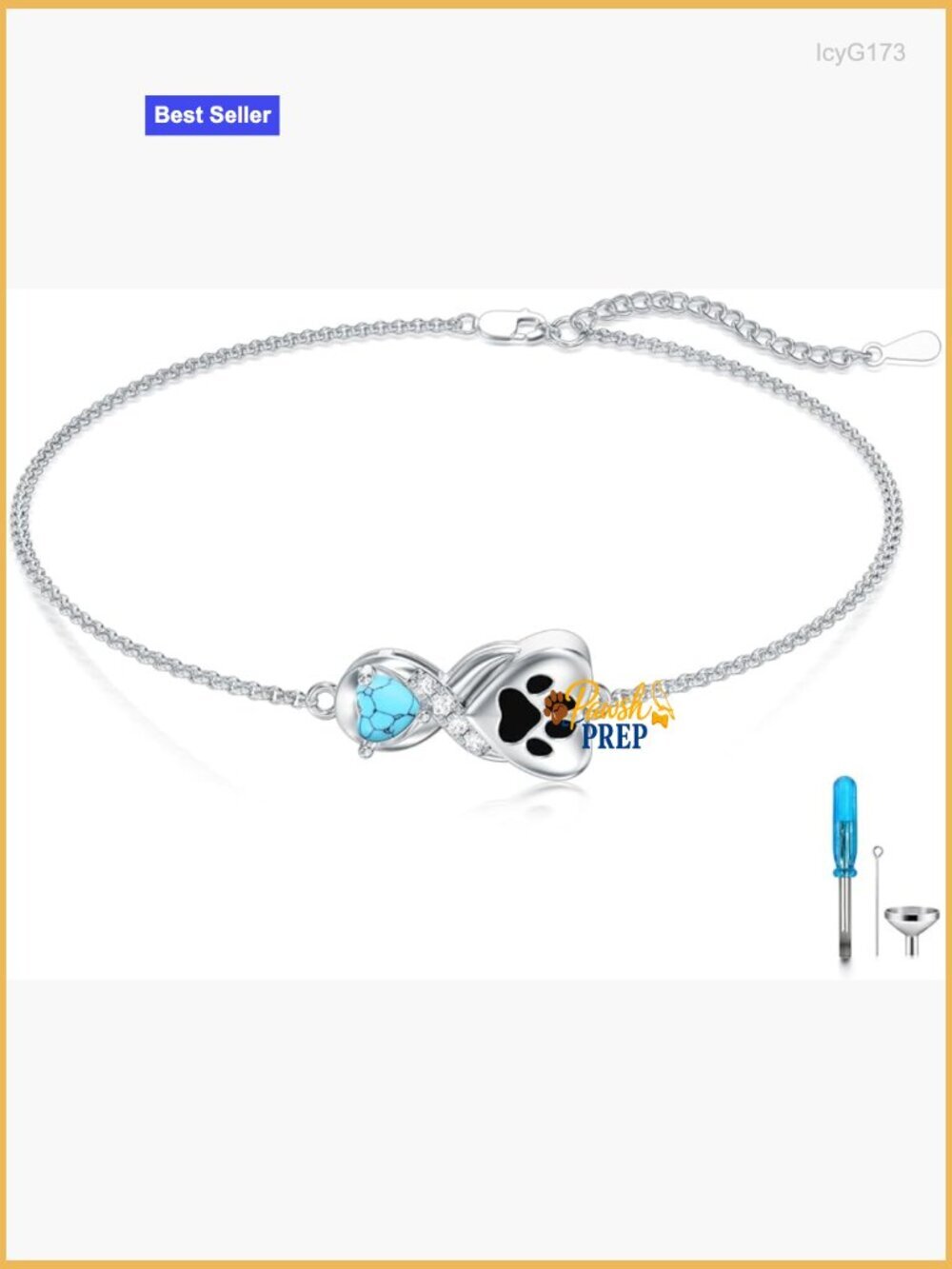Sterling Silver Heart Paw Print Urn Bracelet for Ashes Memorial Keepsake